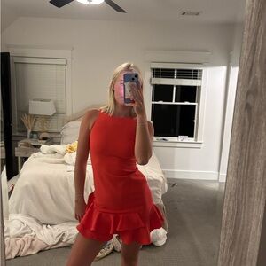 Cynthia Rowley Red Ruffled Halter Mini Dress